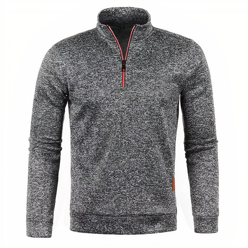 Elegante warme wintertrui voor heren in rode tint, met een moderne ritssluiting, ideaal voor casual en formele gelegenheden.