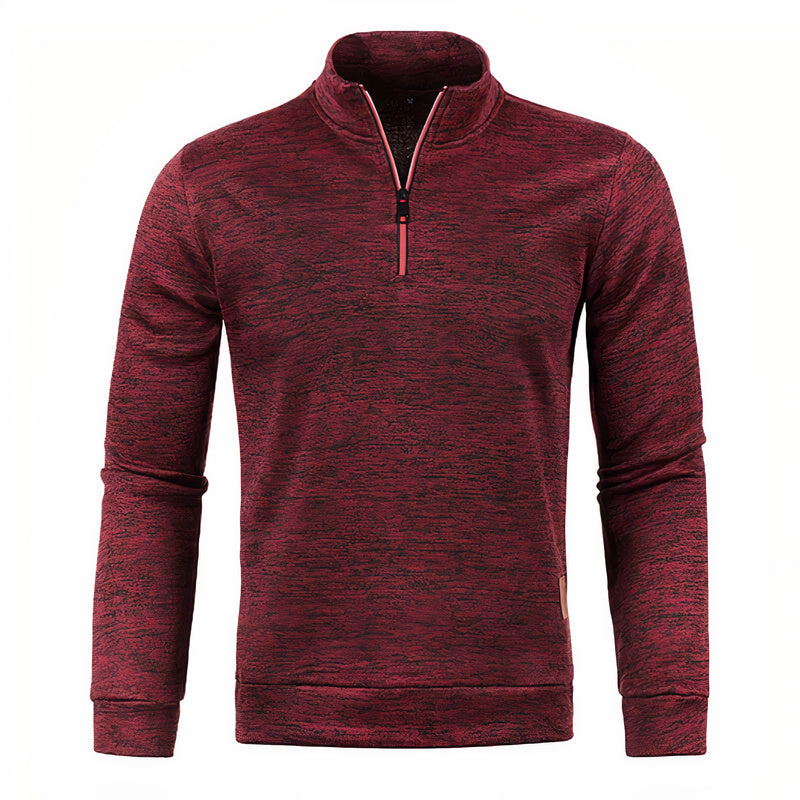 Elegante warme wintertrui voor heren in rode tint, met een moderne ritssluiting, ideaal voor casual en formele gelegenheden.