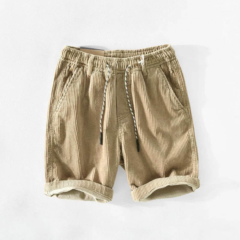 Geribbelde katoenen shorts voor de zomer in donkergroen met elastische taille en trendy design.