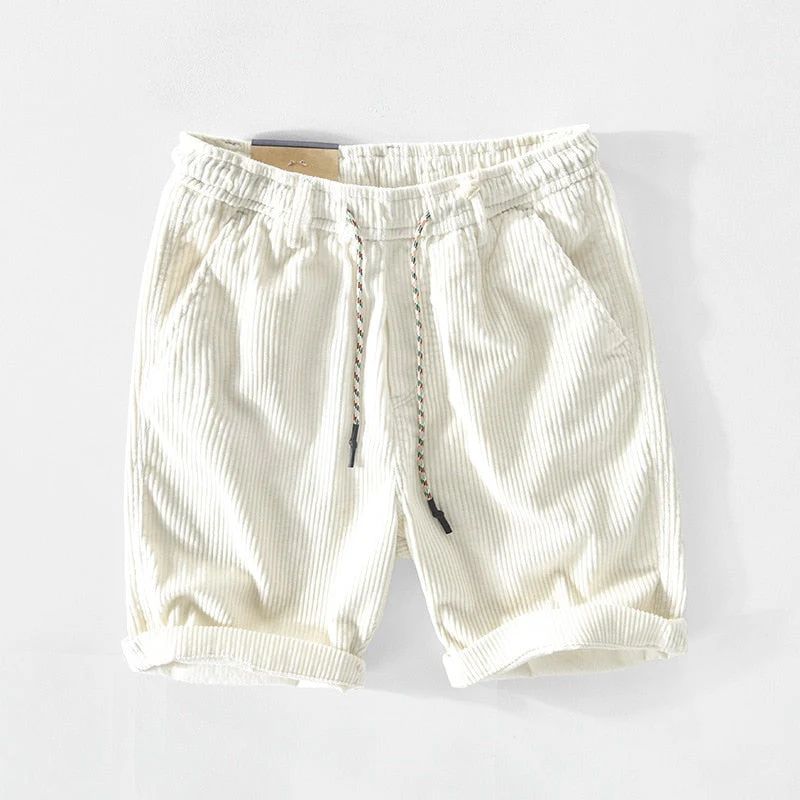 Geribbelde katoenen shorts voor de zomer in donkergroen met elastische taille en trendy design.