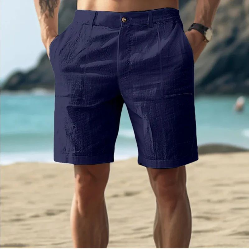 Linnen strandshorts voor heren met een comfortabele pasvorm en klassieke uitstraling.