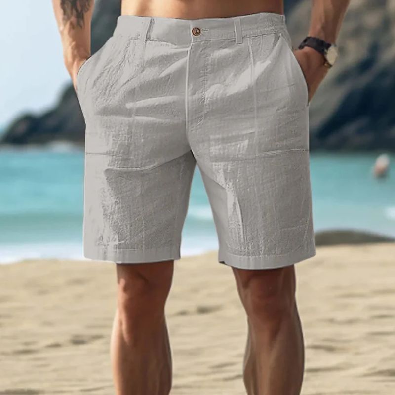 Linnen strandshorts voor heren met een comfortabele pasvorm en klassieke uitstraling.