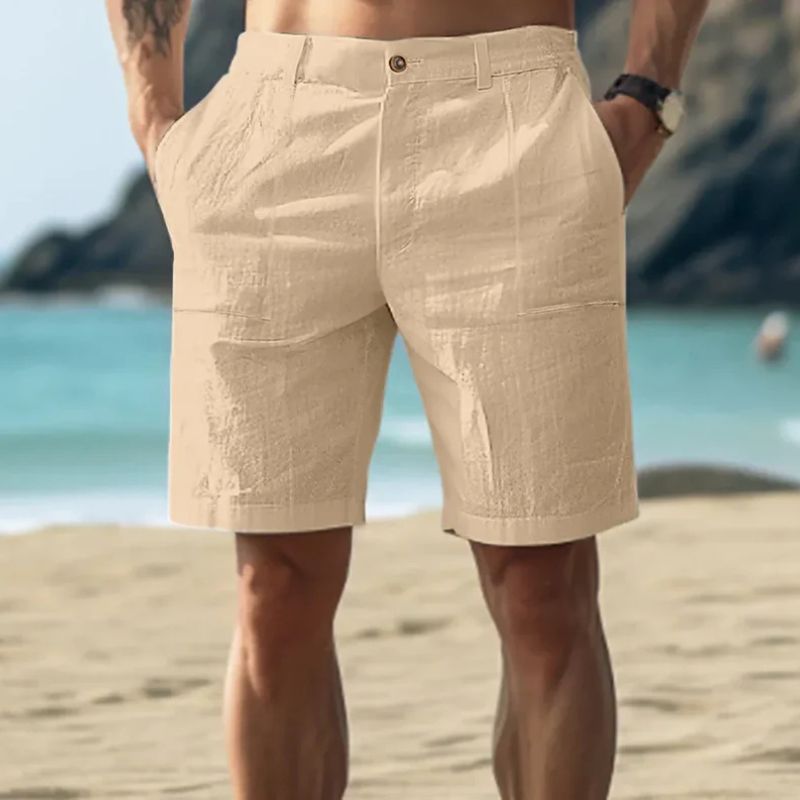 Linnen strandshorts voor heren met een comfortabele pasvorm en klassieke uitstraling.