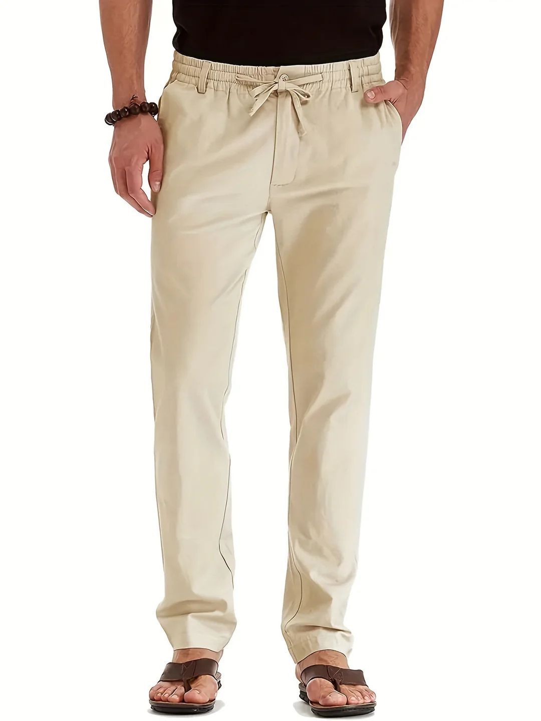 Stijlvolle en lichte heren cargobroek met elastische taille, ideaal voor warme zomerdagen.