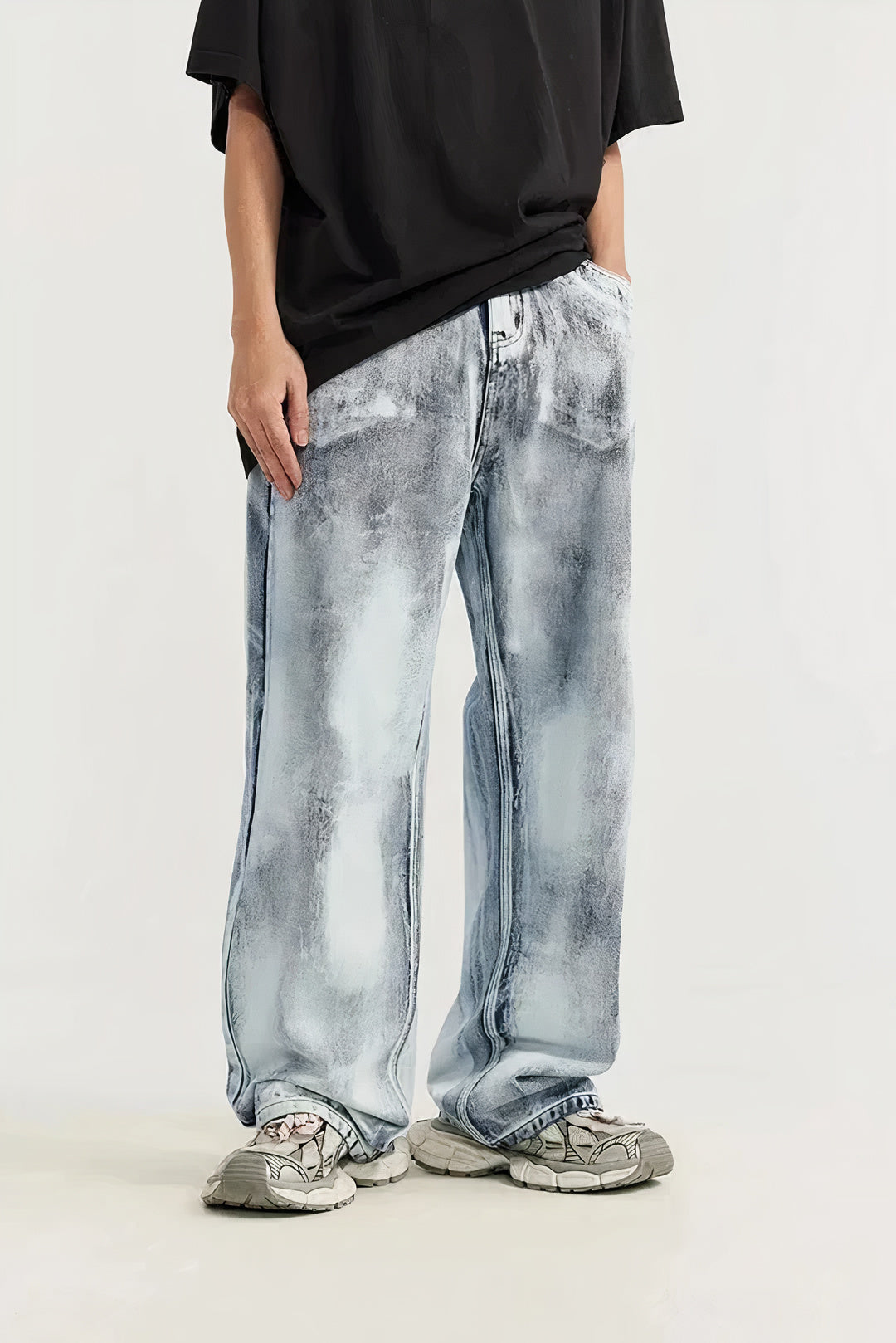 Zomerbroek in gewassen denim voor heren met een trendy vintage look en losse pasvorm.