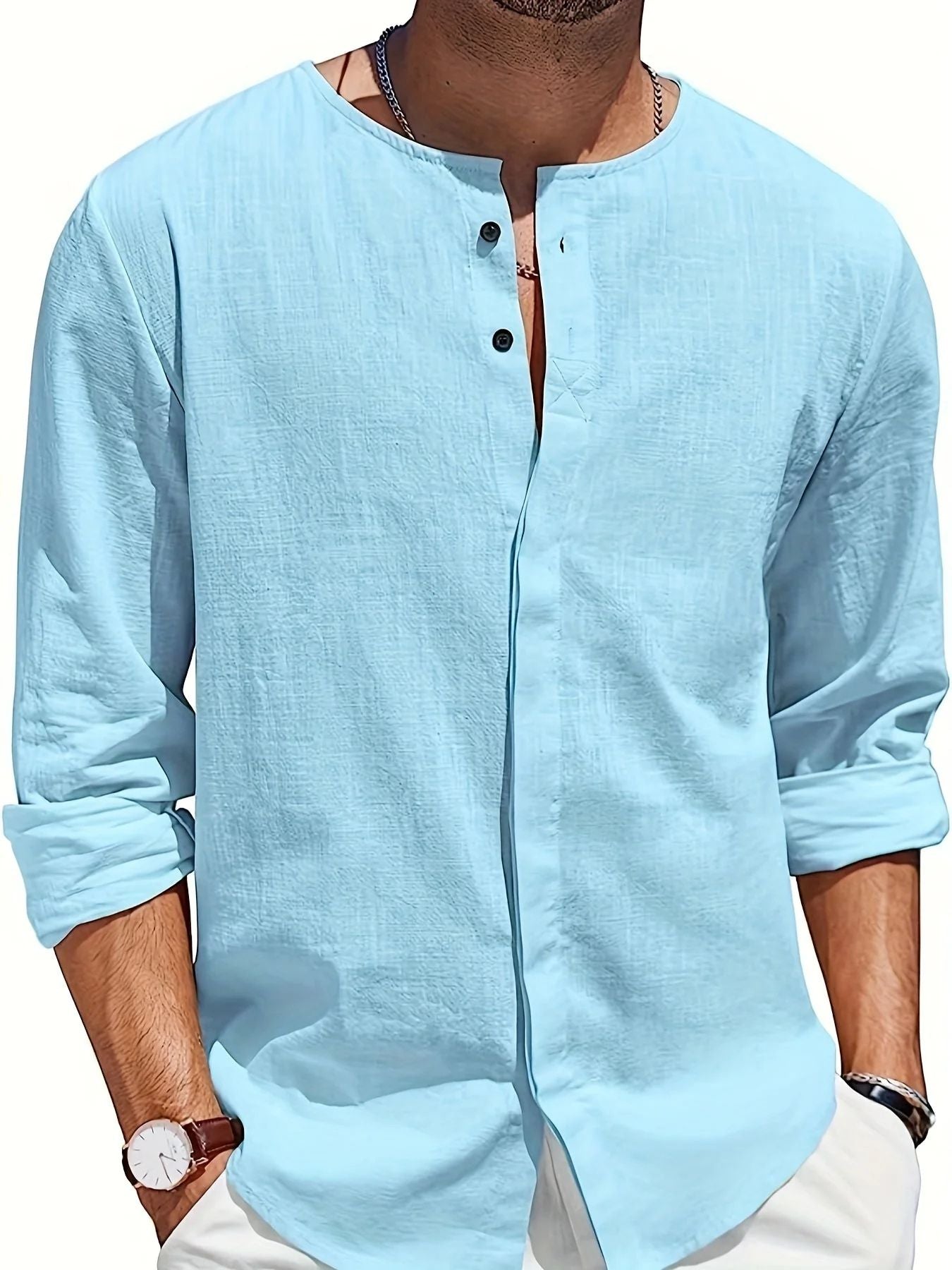 Luchtig en stijlvol casual linnen strandshirt voor heren, perfect voor warme dagen