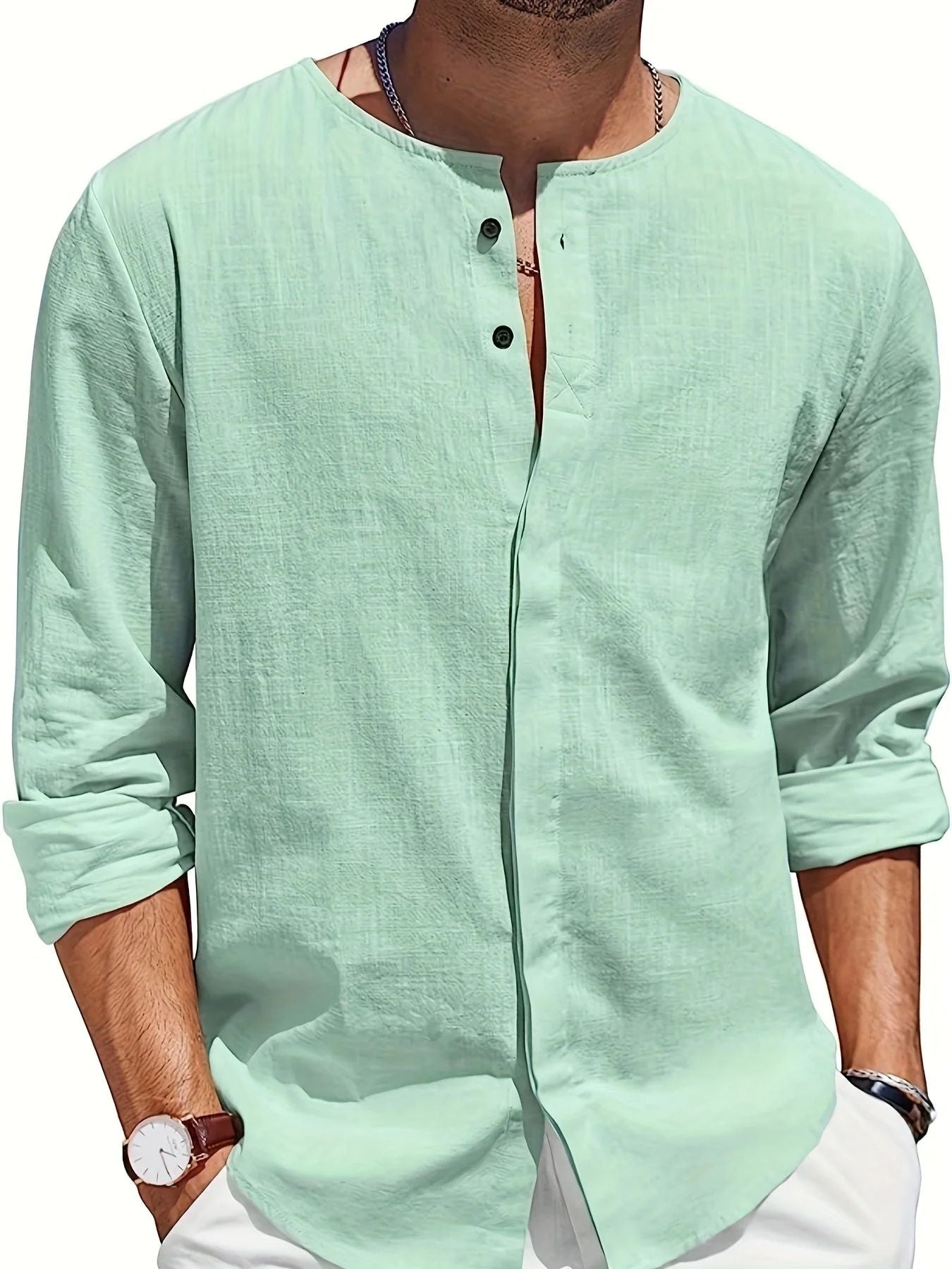 Luchtig en stijlvol casual linnen strandshirt voor heren, perfect voor warme dagen