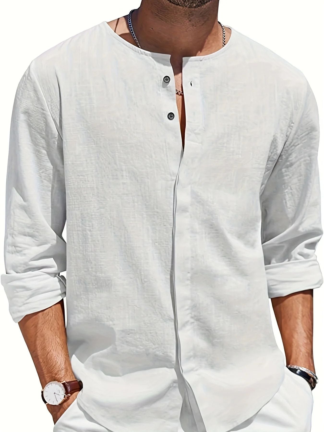 Luchtig en stijlvol casual linnen strandshirt voor heren, perfect voor warme dagen