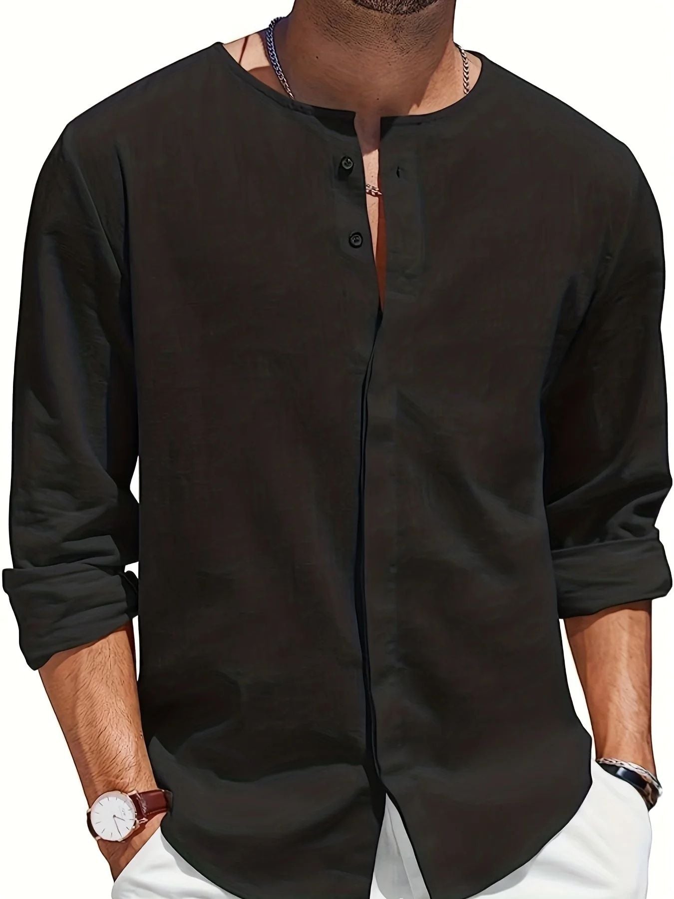 Luchtig en stijlvol casual linnen strandshirt voor heren, perfect voor warme dagen