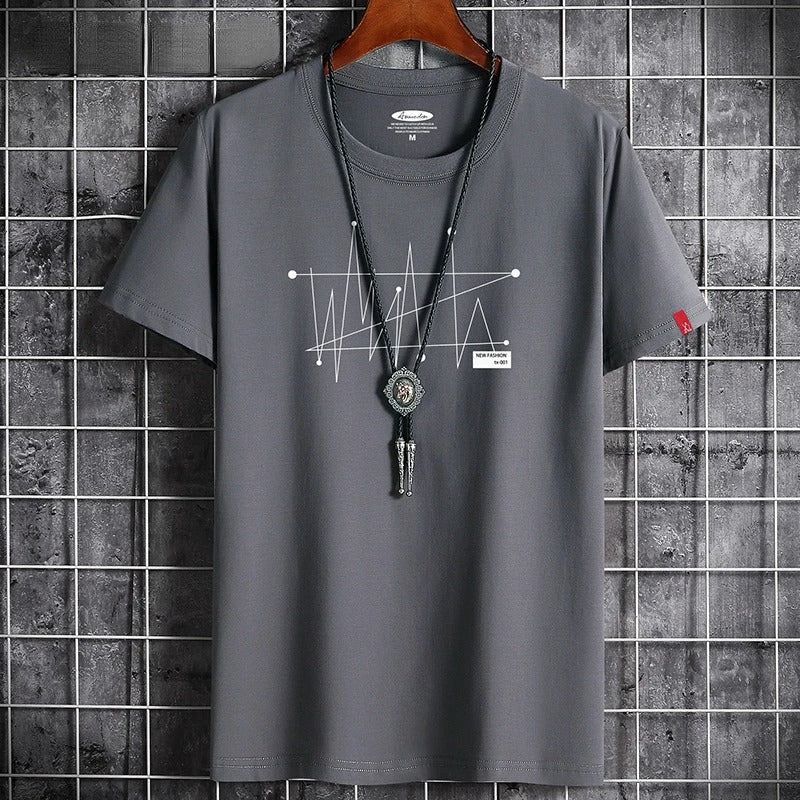 Stijlvol zwart zomershirt voor heren met grafische print, ideaal voor een casual en trendy look.