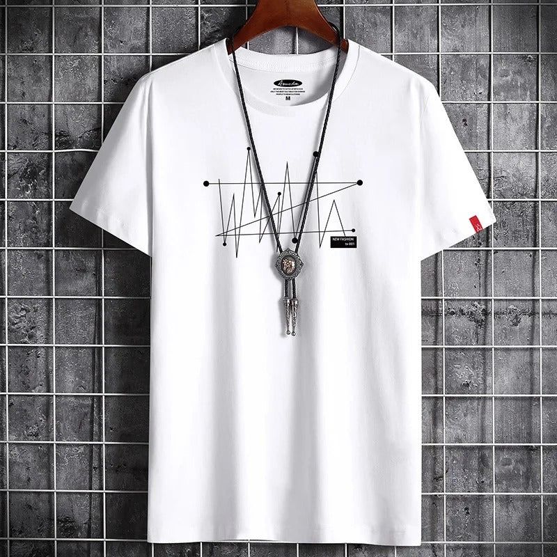 Stijlvol zwart zomershirt voor heren met grafische print, ideaal voor een casual en trendy look.