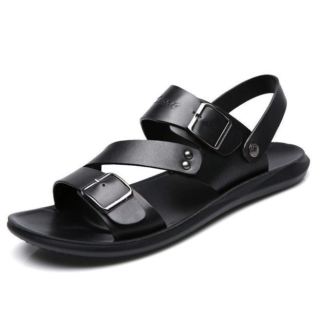 Leren herensandalen met verstelbare bandjes en dempende zool, ideaal voor zomerse dagen.