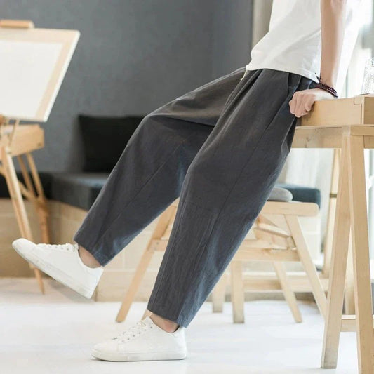 Linnen zomerbroek voor heren, casual en luchtig voor warme dagen.