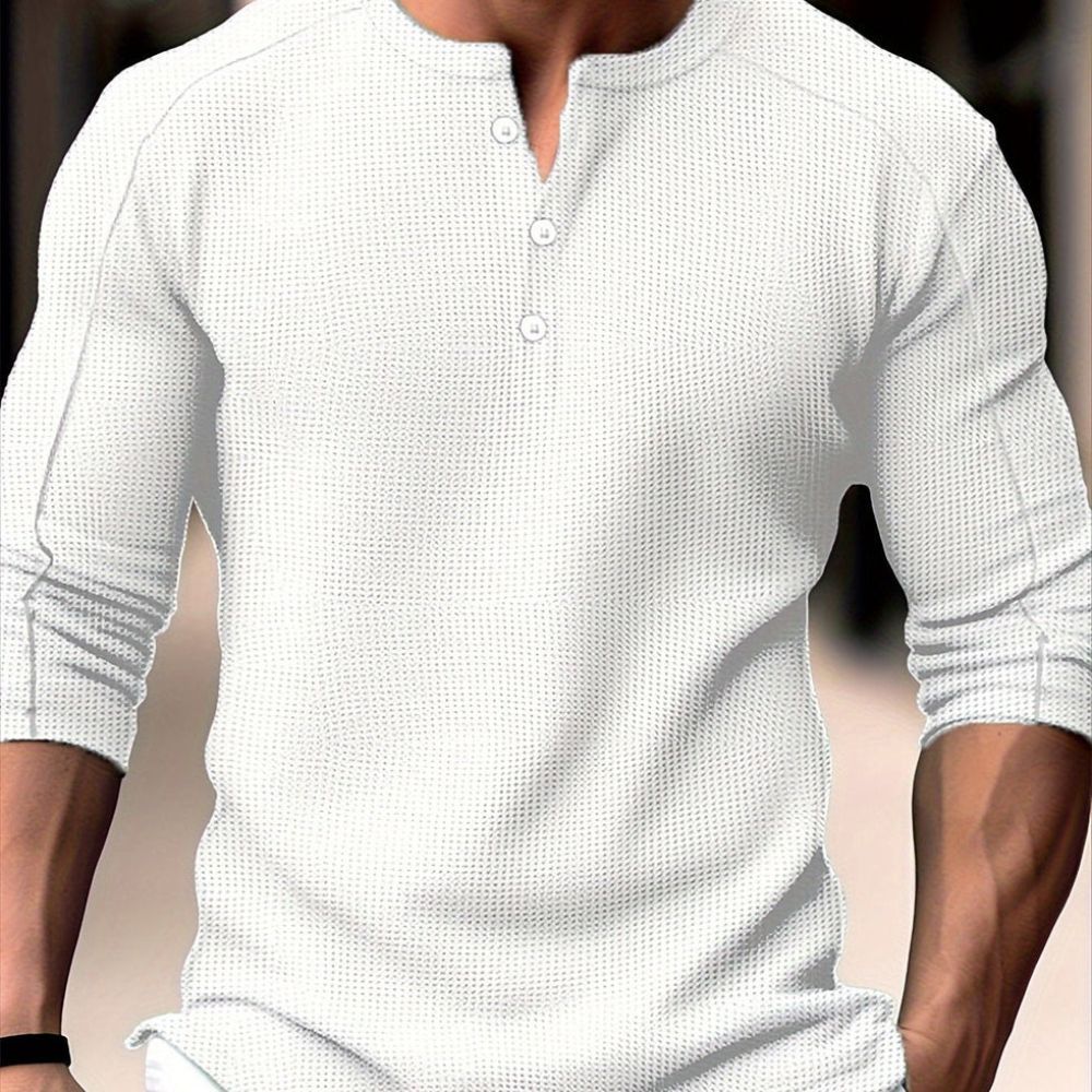 Gebreid casual zomershirt voor heren met ademende stof en stijlvolle knoopsluiting.