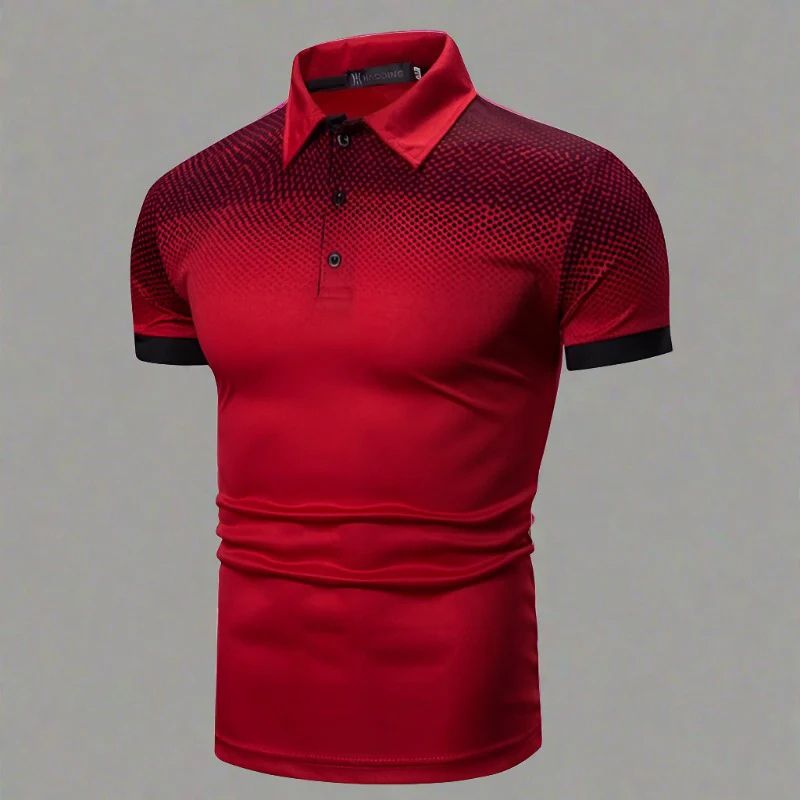 Stijlvol herenpoloshirt met gradiënt design en slim fit pasvorm, perfect voor de zomer.