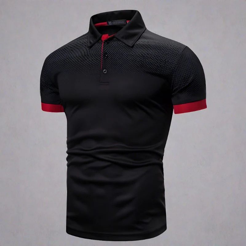Stijlvol herenpoloshirt met gradiënt design en slim fit pasvorm, perfect voor de zomer.