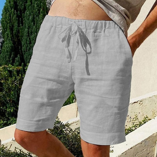 Heren casual linnen zomerbroek met elastische tailleband en ademende stof.
