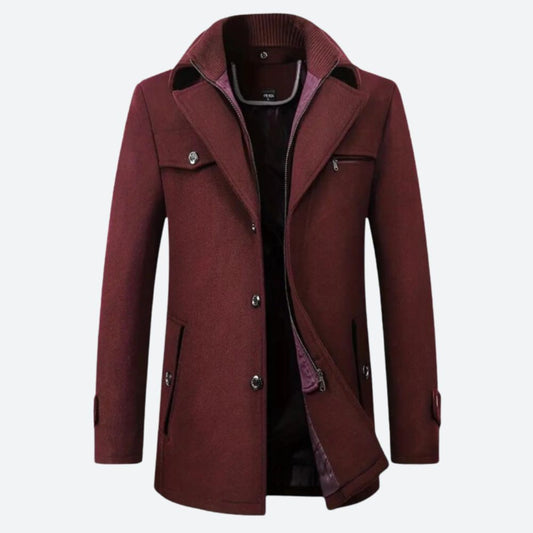 Herenjas van zakelijk wol, ideaal voor herfst- en winterdagen, met een elegante en zakelijke uitstraling.