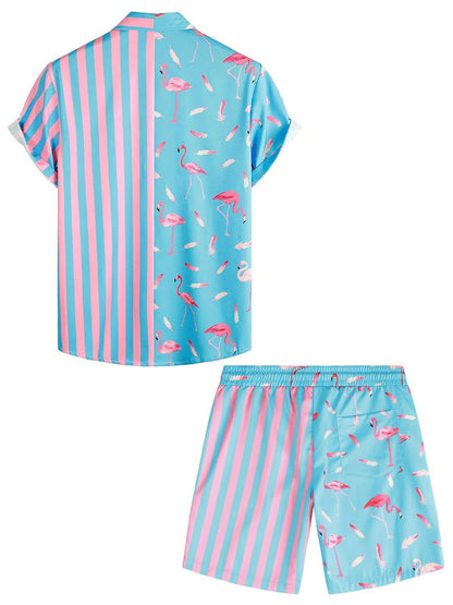 Modieuze herenset met een veelzijdig overhemd en korte broek, perfect voor een zomerse en trendy look.
