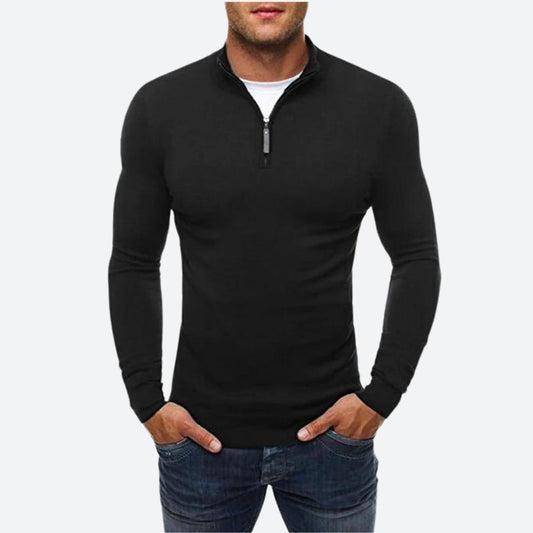 Herren Casual Warme Trui met moderne pasvorm en ritskraag, ideaal voor herfst- en winterdagen.