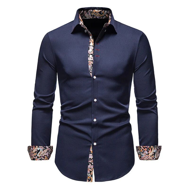 Klassiek wit zomershirt met lange mouwen en stijlvolle contrastdetails voor heren.