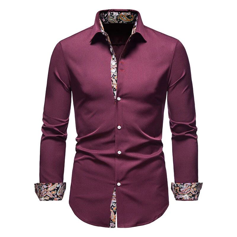 Klassiek wit zomershirt met lange mouwen en stijlvolle contrastdetails voor heren.