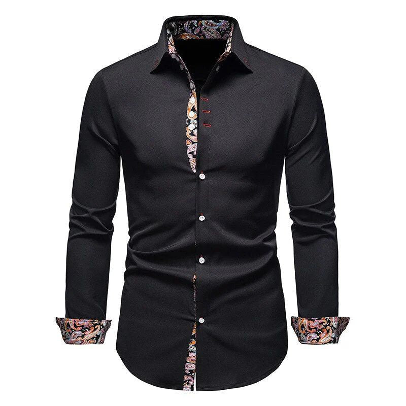 Klassiek wit zomershirt met lange mouwen en stijlvolle contrastdetails voor heren.