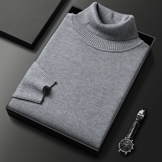 Warme blauwe coltrui voor heren, elegant en comfortabel, perfect voor winterdagen en stijlvolle gelegenheden.