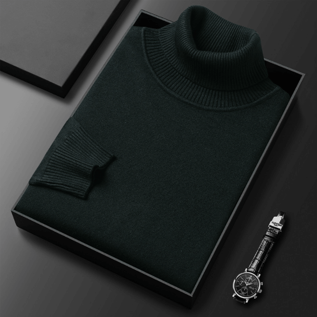 Warme blauwe coltrui voor heren, elegant en comfortabel, perfect voor winterdagen en stijlvolle gelegenheden.