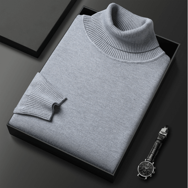 Warme blauwe coltrui voor heren, elegant en comfortabel, perfect voor winterdagen en stijlvolle gelegenheden.
