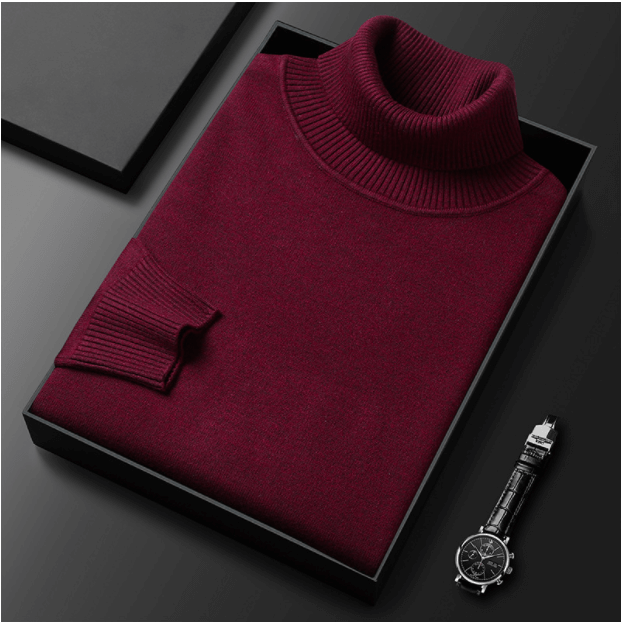 Warme blauwe coltrui voor heren, elegant en comfortabel, perfect voor winterdagen en stijlvolle gelegenheden.