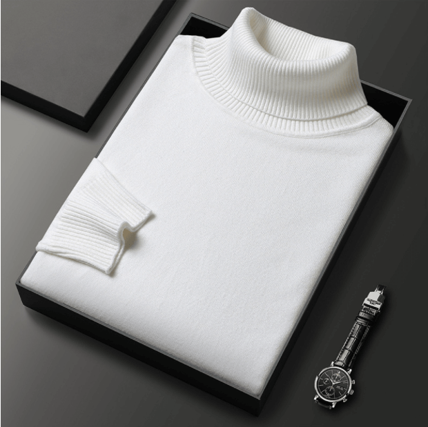 Warme blauwe coltrui voor heren, elegant en comfortabel, perfect voor winterdagen en stijlvolle gelegenheden.