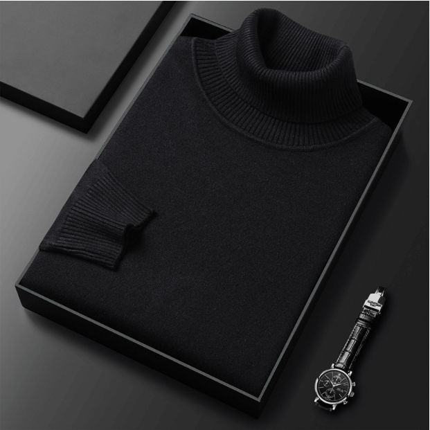 Warme blauwe coltrui voor heren, elegant en comfortabel, perfect voor winterdagen en stijlvolle gelegenheden.