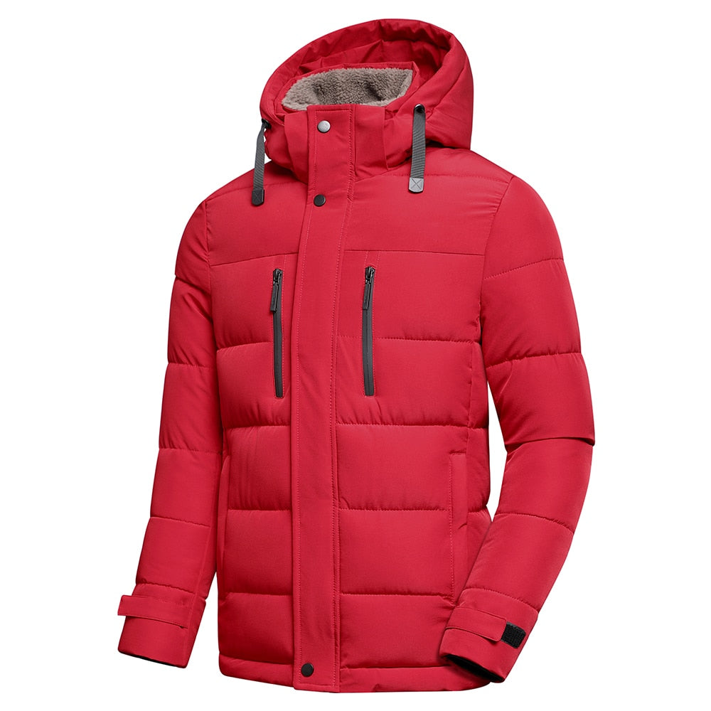 Warme winterjas voor heren met fleecevoering, ideaal voor koude winterdagen en stijlvolle bescherming tegen de elementen.