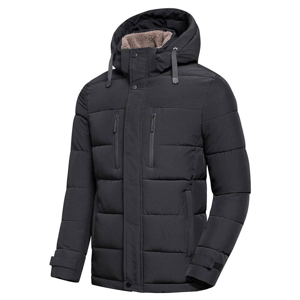 Warme winterjas voor heren met fleecevoering, ideaal voor koude winterdagen en stijlvolle bescherming tegen de elementen.
