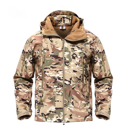 Waterdicht thermisch herenjack in khaki met meerdere zakken en isolerende eigenschappen, ideaal voor outdooractiviteiten en winterweer.